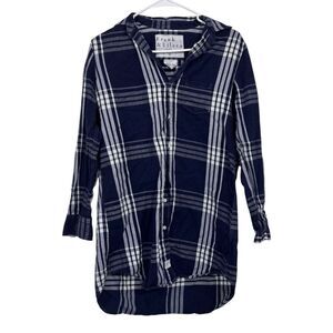 Frank & Eileen Navy & White Plaid Italian Cotton Relaxed Fit Button Up Shirt
